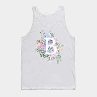 botanical monogram alphabet B hydrangea flowers Tank Top